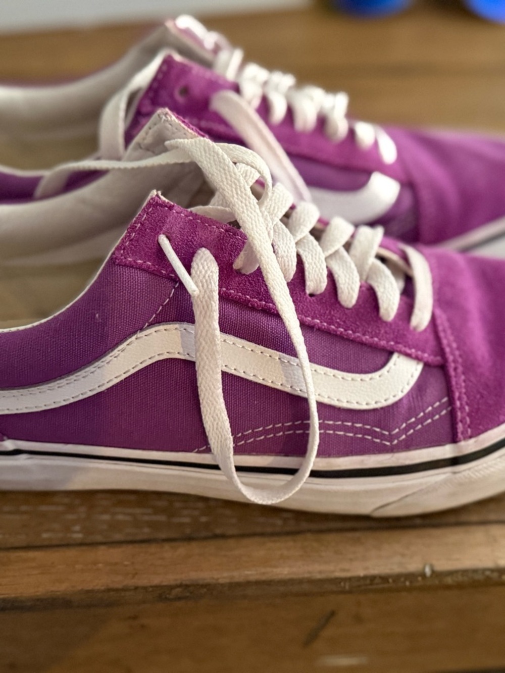 Vans Purple Canvas Low-Top Sneakers with White Stripe